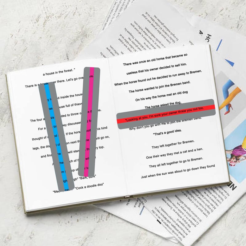 Heetobcos 16Pcs Guided Reading Highlight Strips  Reading Ruler Reading Tracking Highlight Strips Colored Overlays Bookmark Assorted Colors Helps with Dyslexia(2 Sizes 8 Colors) - Image 2
